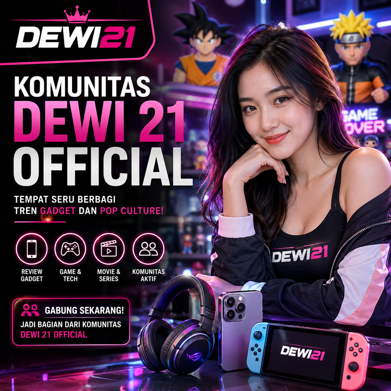 Thumbnail 1 of 3, Poster, DEWI21 : Login Mengenal DEWI 21 Wadah Kreatif Gen Z untuk Alternatif Salurkan Hobi Digital designed and sold by DEWI21.
